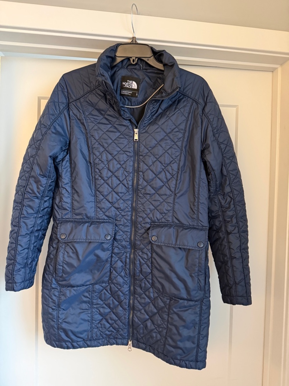 The North Face Women's Navy Quilted Long Puffer Coat